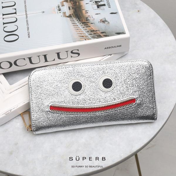 【メタリックホイルニッコリ長財布/全3色】思わずニッコリ笑顔になってしまう長財布/ラウンド型財布/長...