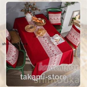 テーブルクロス 欧米風 クリスマスレッド 可愛...の詳細画像1