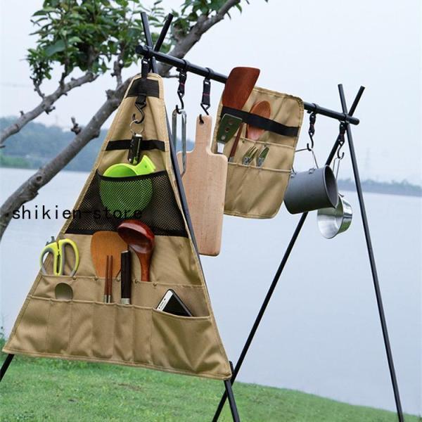 ピクニック食器収納バッグ 収納袋 折りたたみバッグ キャンプ 食器収納 調理器具 調理器具ハンギング...