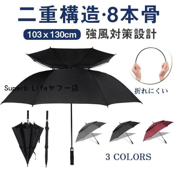 日傘 長傘 遮光 軽量 メンズ ゴルフ傘 大きい 風を通す 二重構造 メンズ レディース スポーツ ...