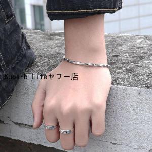 メンズ ブレスレット チェーン 細め シンプル...の詳細画像3