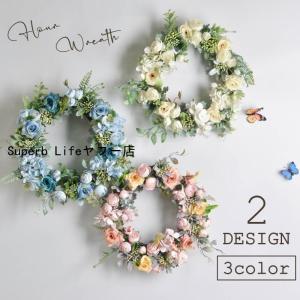 フラワーリース 造花 大きい 36cm バラ 薔...の商品画像