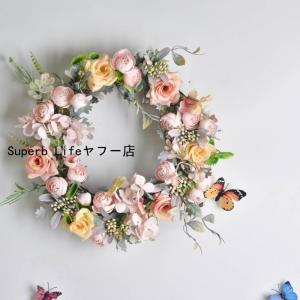 フラワーリース 造花 大きい 36cm バラ ...の詳細画像2