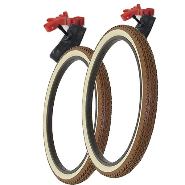 2本で Duro HF133 26x2.125(57-559)ビーチクルーザタイヤ レトロカラー(ク...