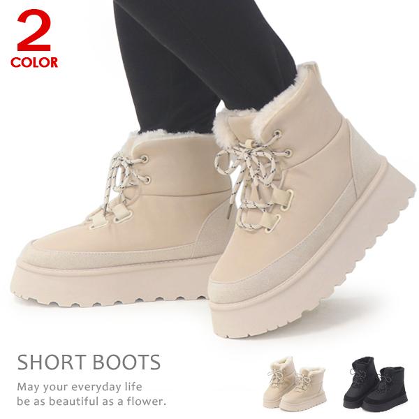 ムートンブーツ ショートブーツ 厚底 レディース ファー ボア 防寒 暖かい おしゃれ かわいい 2...