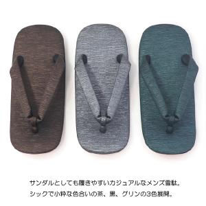 雪駄 男性 メンズ 草履 牛皮底 小波 縦縞 ...の詳細画像1
