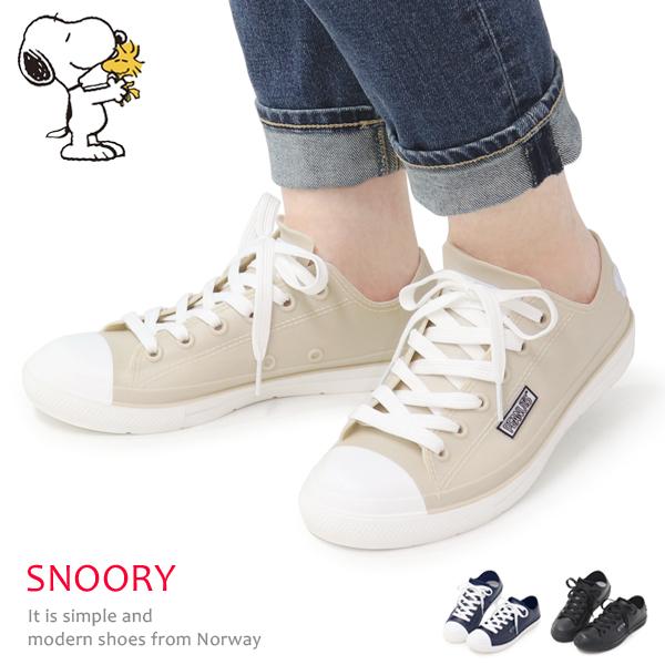 スヌーピー 防水 スニーカー レインシューズ レディース ローカット レインブーツ PEANUTS ...