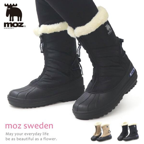 moz スノーブーツ レディース ブーツ 防寒ブーツ ボア 撥水 防寒 スパイク付き 暖かい モズ
