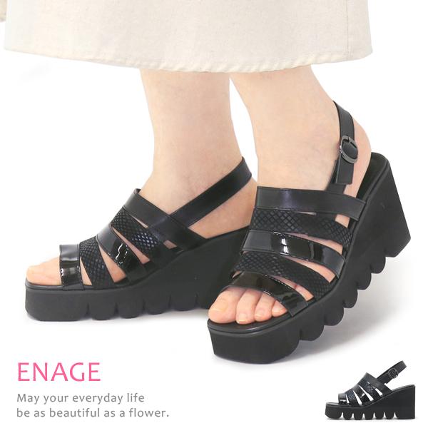 厚底サンダル レディース ウェッジソール 厚底 歩きやすい おしゃれ ENAGE K-349