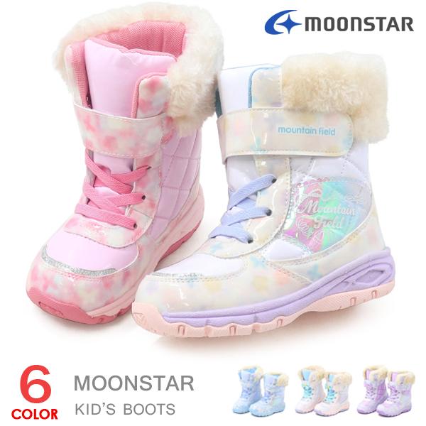 ムーンスター ブーツ キッズ スノーブーツ 女の子 防寒ブーツ 防水 防滑 花柄 かわいい 雪遊び ...