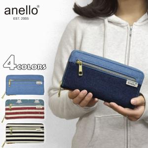 長財布 財布 レディース おしゃれ デニム キャンバス ラウンドファスナー/anello アネロ