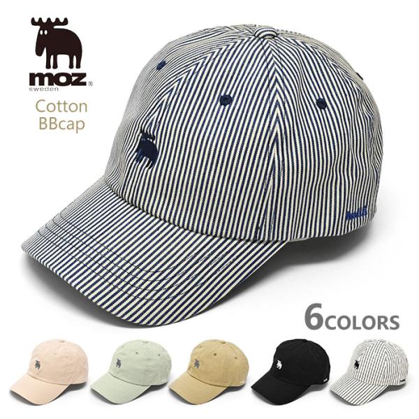 moz モズ コットン キャップ 帽子 メンズ レディース おしゃれ エルク 刺繍 ローキャップ ベ...
