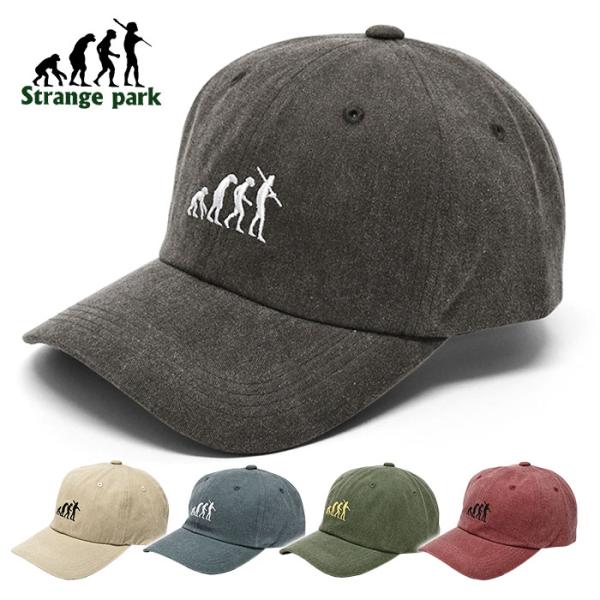 キャップ 帽子 メンズ おしゃれ ローキャップ 人類の進化 人類進化の行進図 おもしろ 面白 Str...