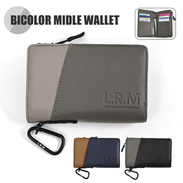 ミドル財布 ミドルサイズ 財布 レディース メンズ おしゃれ 二つ折り財布 L.R.M フェイクレザ...