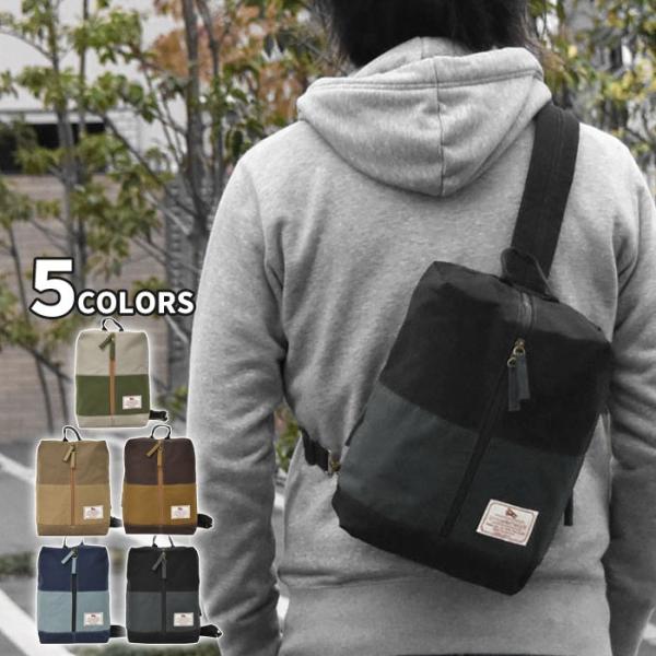 ボディバッグ ボディーバッグ メンズ おしゃれ ワンショルダーバッグ/コットンツイル 配色 スクエア...