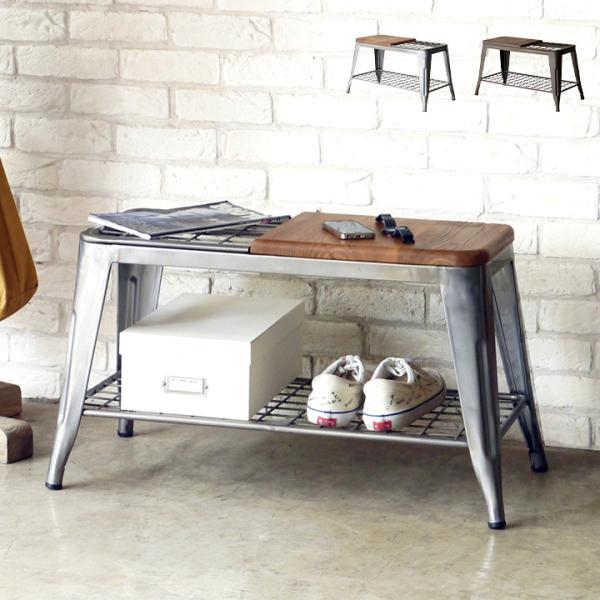 完成品 座面耐荷重80kg 傘立て 玄関収納 シューズラック 無垢材 スチール 椅子 チェア スツー...