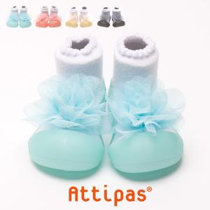 ベビーシューズ baby shoes Attipas Corsage(アティパス コサージュ) S.M.L.XL グリーン/ピンク/パールベージュ/パールグレー｜superkagu