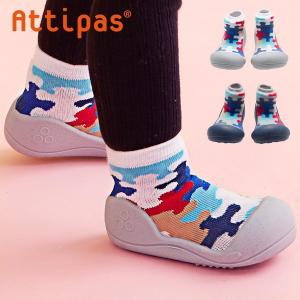 ベビーシューズ ベビー シューズ 赤ちゃん 靴 baby shoes Attipas Puzzle(アティパス パズル) S.M.L.XL グレー/ネイビー｜superkagu