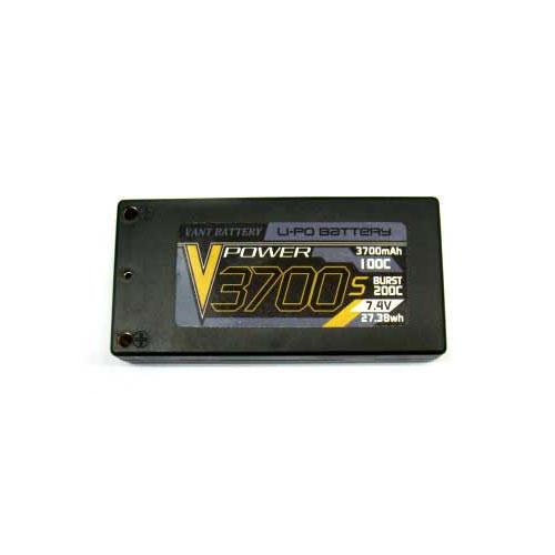 VANT Li-Poバッテリー 7.4V 3700mAh 100C ショート [VT3700S]