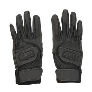 ゼット（ZETT）（メンズ）バッティンググローブ ダブルベルト 両手用 BG678HS-1900 高校野球対応 黒