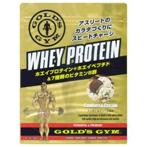 ゴールドジム（GOLD'S GYM）（メンズ、レディース）ホエイプロテイン ホエイペプチド 7種類のビタミンB群 クッキー&クリーム風味 360g F5836 計量スプーン付｜supersportsxebio