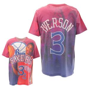 ミッチェルアンドネスNBA 76ers Tシャツ 半袖 アレン アイバーソン N&amp;N BMTRKT18007P76REDAIV セブンティシクサーズ