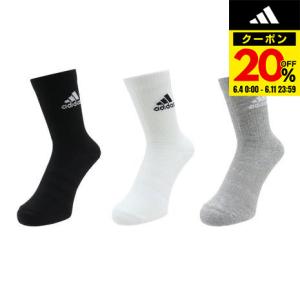 アディダス（adidas）（レディース）クッション クルー ソックス 3足組 FXI66-DZ9355｜supersportsxebio