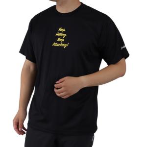 エックスティーエス ドライプラス 文字入りTシャツ 740G0ES8863 BLK 卓球ウェア