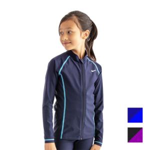 ナイキ（NIKE）（キッズ）スクール水着 ラッシュガード 長袖 フードなし 子供 女の子 ガールズ UVカット UPF50+ 紫外線対策 速乾 1991005-06 120 130 140