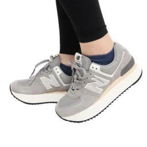 ニューバランス（new balance）（レディース）574+ グレー WL574ZBA B スニーカー スポーツシューズ カジュアル 運動 靴 通勤 通学 厚底 レトロ 刺繍 ロゴ