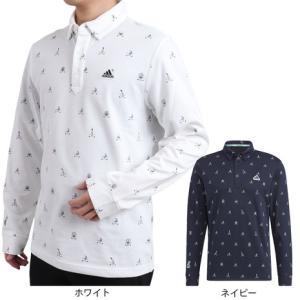 アディダス（ADIDAS）（メンズ）ゴルフウェア 総柄 吸湿 吸汗 速乾 ドライ PLAY GREEN モノグラム長袖ボタンダウンシャツ UB577｜supersportsxebio