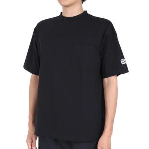 コンバース（CONVERSE）（メンズ、レディース）Tシャツ 半袖 クルーネックTシャツ 胸ポケット付き ワンポイント シンプル 黒 ブラック 吸水速乾 CA212382-1900｜supersportsxebio