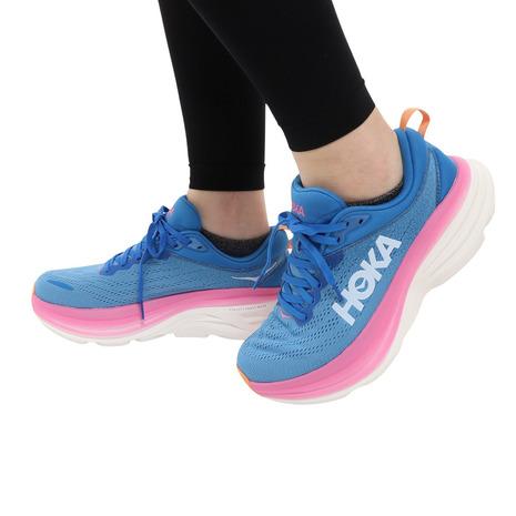 ホカ（HOKA）（レディース）ランニングシューズ ボンダイ 8 BONDI 8 ブルー ピンク 11...