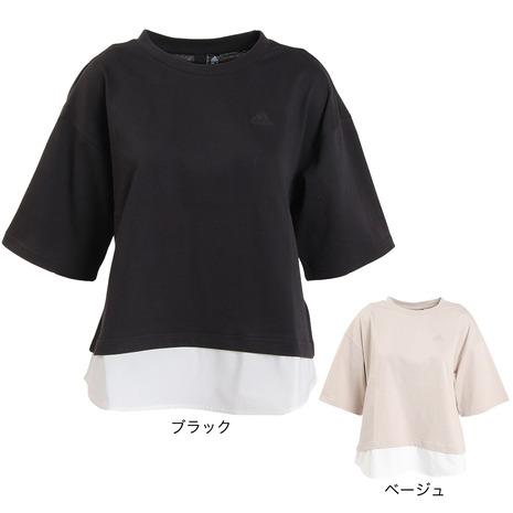 アディダス（adidas）（レディース）半袖シャツ レディース ルーズフィット レイヤードTシャツ ...