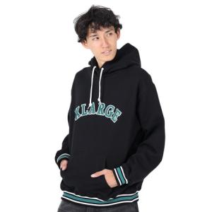 エクストララージ（XLARGE）（メンズ）STRIPED RIB スウェットフーディー 101234012006-BLACK｜supersportsxebio