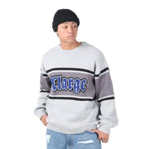 エクストララージ（XLARGE）（メンズ）STRIPED クルーネックニット トップス 101241015001-GREY｜supersportsxebio