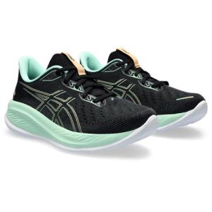 アシックス（ASICS）（レディース）ランニングシューズ ゲル キュムラス26 ブラック グリーン 1012B599.001 スニーカー ジョグ クッション性｜supersportsxebio