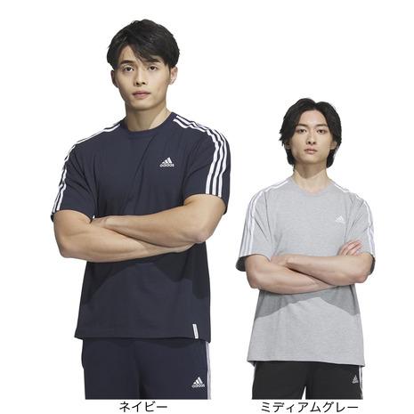 アディダス（adidas）（メンズ）エッセンシャルズ プラス ルーズフィット スリーストライプス 半...