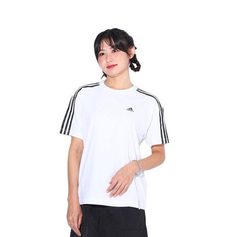 アディダス（adidas）（レディース）エッセンシャルズ プラス スリーストライプス 半袖Tシャツ ...