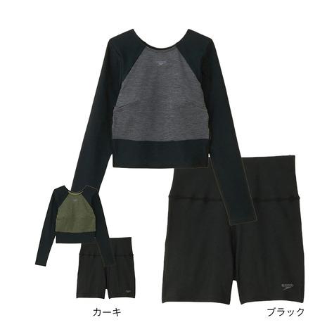 スピード（SPEEDO）（レディース）フィットネス水着 水泳 ミニマムロングスリーブ 2点セット S...