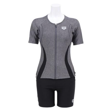 アリーナ（ARENA）（レディース）水着 フィットネスセパレーツ すらっとセパ グレー 黒 M-LL...