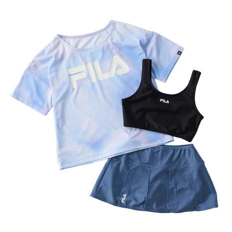 フィラ（FILA）（キッズ）水着 3点セット ジュニア タイダイTシャツ 125661 -PPL