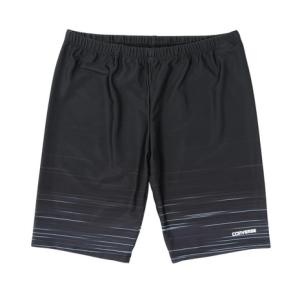 コンバース（CONVERSE）（キッズ）スクール水着 ジュニア 男子 水泳 CV裾ボーダー 2WAY 黒 140-170サイズ 775461-26BLK ゆったり ルーズフィット UVカット