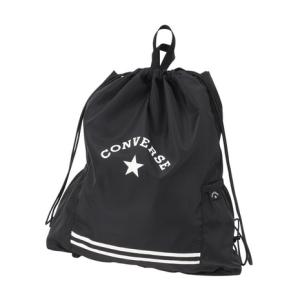 コンバース（CONVERSE）（メンズ、レディース、キッズ）ナップザック ポケット付 黒 11L 224112-26BLK スイミングバッグ スイムバッグ ナップサック
