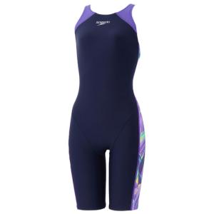 スピード（SPEEDO）（レディース）フィットネス水着 レディース 水泳 ブラッシーシャドウターンズパズル 紫 S-LLサイズ STW12653 PU