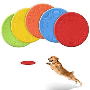 JUBO フリスビー 犬用 投げるおもちゃ 5個セットペットインタラクティブトレーニングフリスビー ソフトシリコ