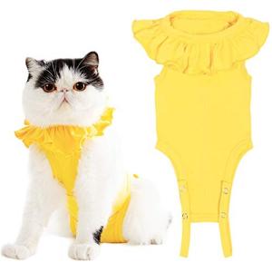 KUVEELA PET 術後服 猫 女の子 術後ウェア エリザベスカラーの代わり 保護 服 メス 避妊 離乳 傷口保護 皮膚病 舐
