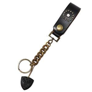 H.N.Z 真鍮 キーホルダー キーチェーン スタッズ ブラス 牛革 バイカー bckw-006
