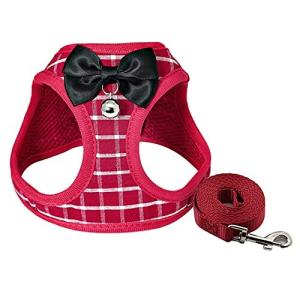 Hitasi ペット犬 猫 用 ハーネス 可愛い チェック柄 かわいい 小型犬 超小型犬 ハーネス リード セット 猫ハーネ