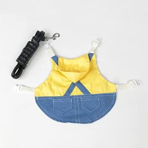Hitasi ウサギ 子猫 ハーネス リード セット 可愛い うさぎ服 デニム 格子 モルモット 子犬 小動物用 胸あて式